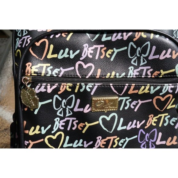 Backpack Luv Betsey Johnson Hearts Bows Black Pink Lg Bag 6 Pockets Polyurethane main image 4